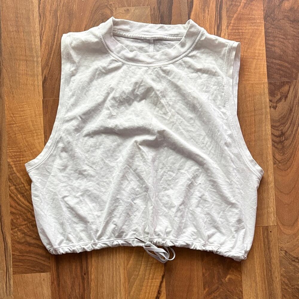 lululemon Women’s White Drawstring Crop Tank no size tag (fits like S size)